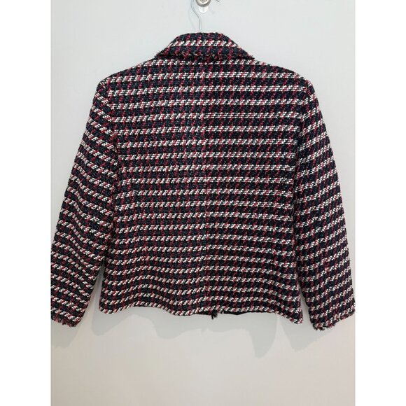 Women's Ann Taylor Fringe Red White and Blue Tweed Blazer, size 8 - Picture 4 of 16